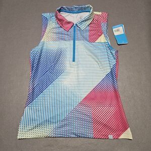 GGblue Luxe Sport Women's Sleeveless Polo Shirt Sz S Taryn Glowing‎ Colorful NEW